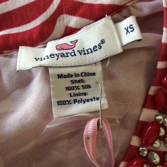VINEYARD VINES  WHALE WAVE  SILK BEADED NECKLINE DRESS SIZE XS NWT - Picture 8 of 8